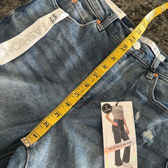 Tinseltown high rise flare Blue Distressed Jeans NWT 7/28 - Picture 11 of 13